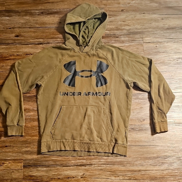 Mens Under Armour Olive Green and Black Crew Neck Hoodie Sweatshirt Medium - Picture 1 of 4